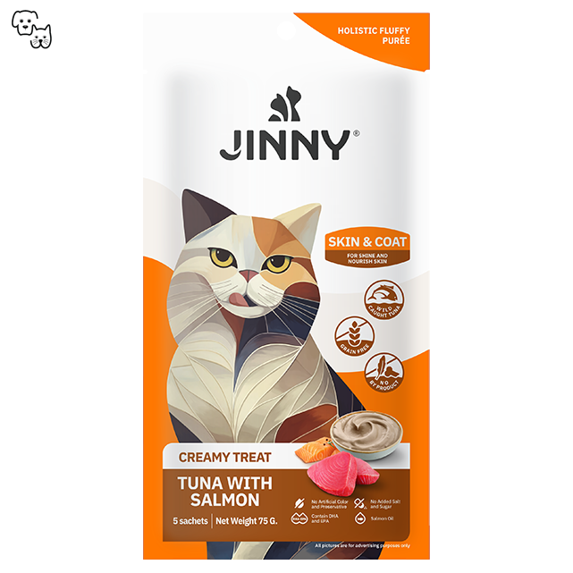 jinny creamy treat cat treats puree digestive tuna salmon lickable pet discount petdiscount sachet