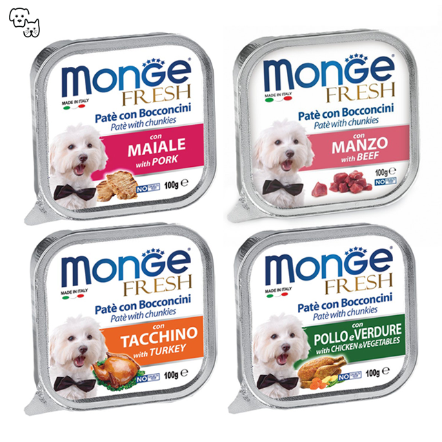 monge fresh dog food pet discount petdiscount wet pate chunks adult pork beef tuna duck chicken vegetables salmon tuna duck lamb