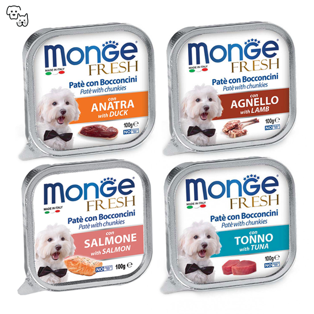 monge fresh dog food pet discount petdiscount wet pate chunks adult pork beef tuna duck chicken vegetables salmon tuna duck lamb