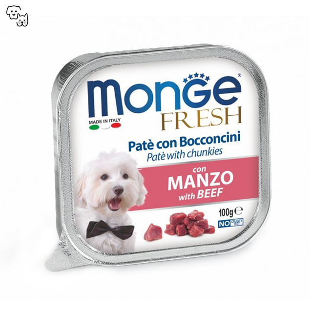 monge fresh wet food alutray dog beef manzo pet discount petdiscount pate chunkies