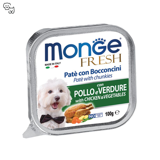 monge fresh wet food alutray dog chicken vegetables pollo verdure pet discount petdiscount pate chunkies