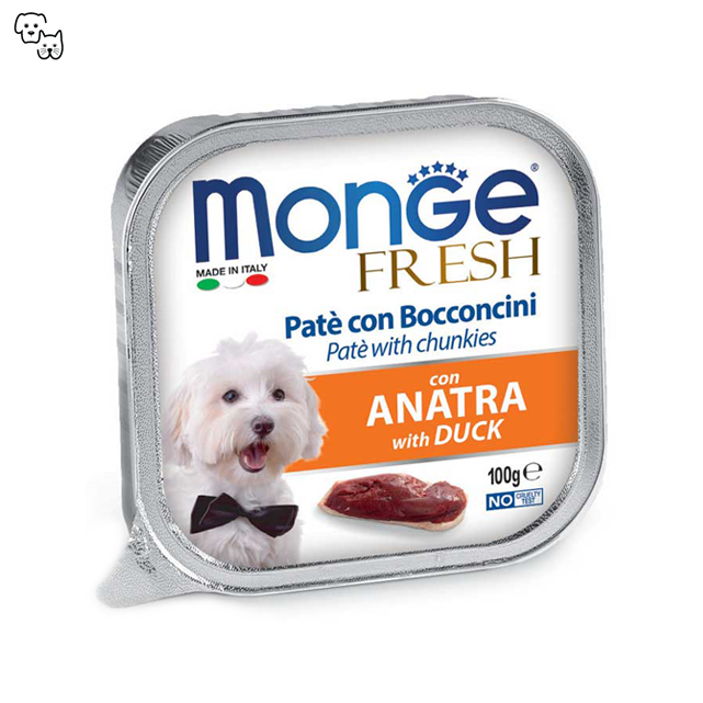 monge fresh wet food alutray dog duck anatra pet discount petdiscount pate chunkies