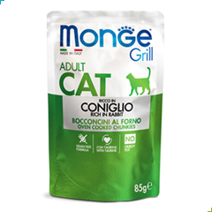 Monge Grill Adult Wet Cat Food – Chunkies in Jelly – Rabbit 85g