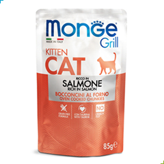 Monge Grill Kitten Wet Cat Food – Chunkies in Jelly – Salmon 85g