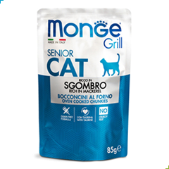 Monge Grill Senior Wet Cat Food – Chunkies in Jelly – Mackerel 85g
