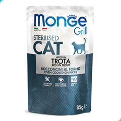 Monge Grill Sterilized Wet Cat Food – Chunkies in Jelly – Trout 85g