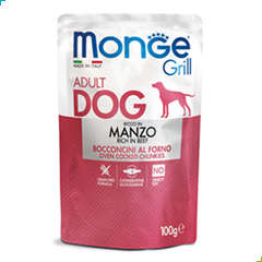 Monge Grill Adult Wet Dog Food – Chunkies – Beef 100g