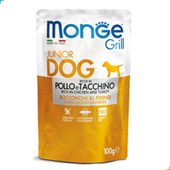 Monge Grill Junior Wet Dog Food – Chunkies – Chicken & Turkey 100g