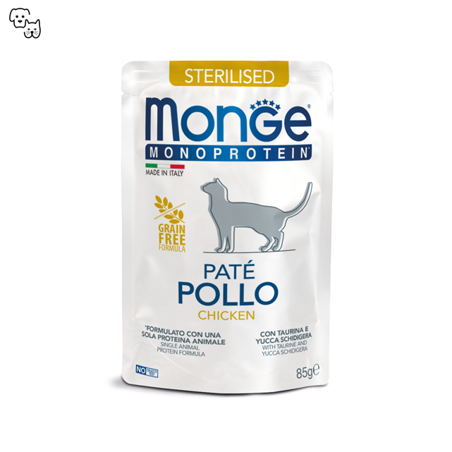 monge monoprotein pate wet cat food chicken pollo sterilized sterilised pouch petdiscount pet discount 
