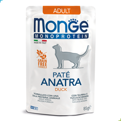 monge monoprotein pate wet cat food duck anatra adult pouch petdiscount pet discount