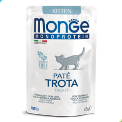 Monge Monoprotein Pate Kitten Wet Cat Food – Trout 85g