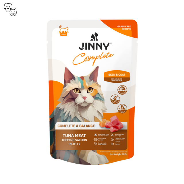 jinny wet cat food complete skin and coat tuna salmon jelly pet discount petdiscount