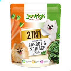 Jerhigh Dog Treat 2in1 Bite – Chicken with Carrot & Spinach – BIG PACK 380g